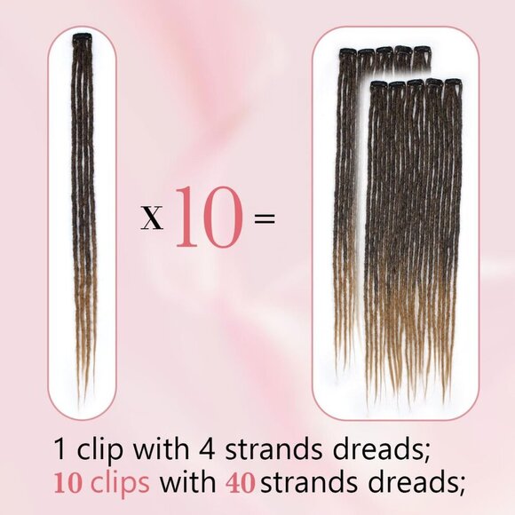 Clip in Dreadlock Hair Extensions Synthetic 24 Inch 10 Clips Natural Look main image 5